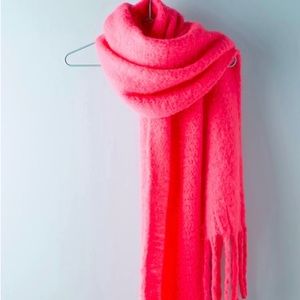 Anthropologie Extra Long Fringe Scarf - Dark Pink